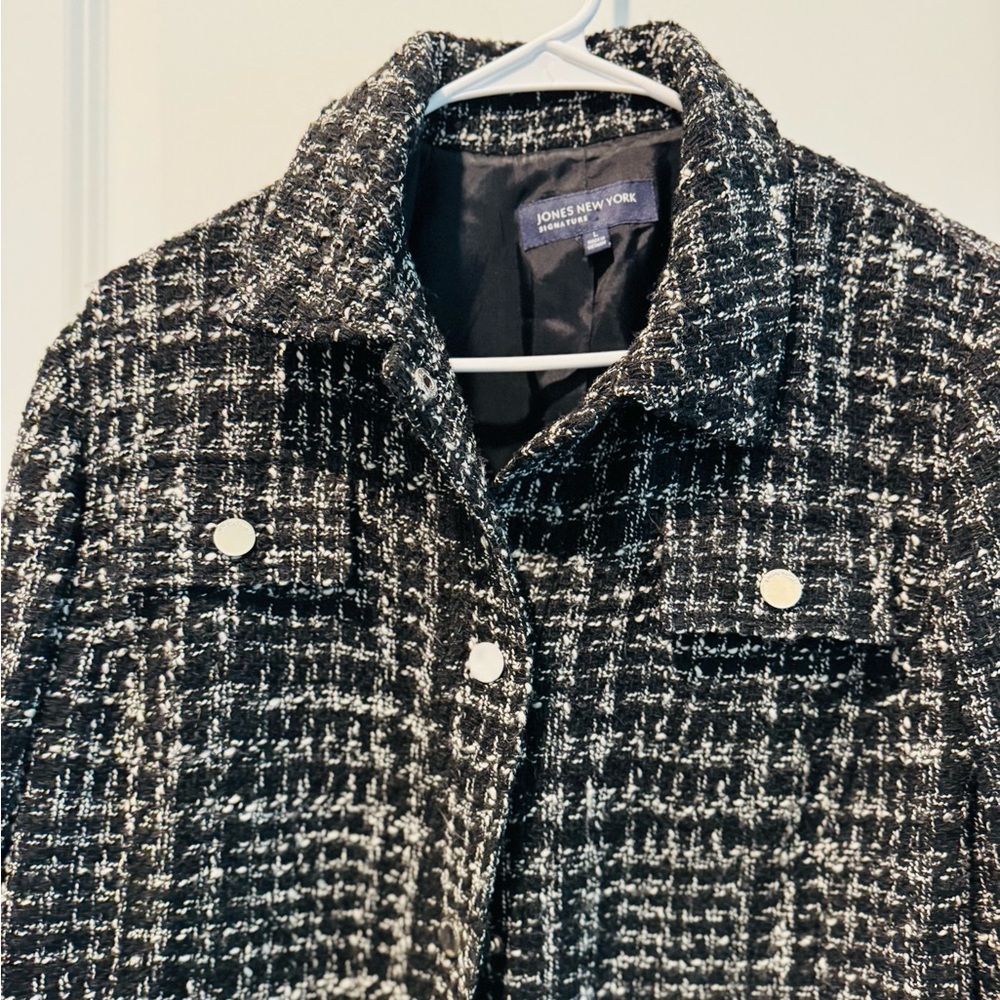Jones New York Signature Tweed Wool Blend Jacket Black White L - Picture 6 of 15